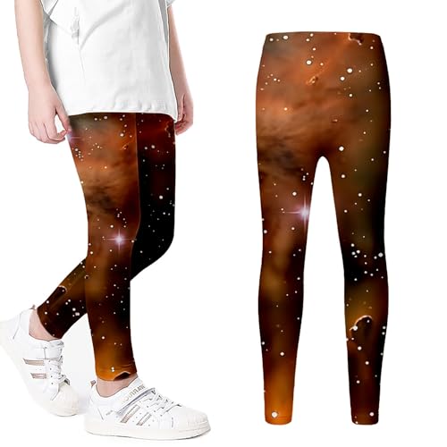 Jeggings Mädchen, Sportleggings Mädchen Lang Sternenhimmel Bunt Yogahose mit Aufdruck Strumpfhose Running Training Jogginghose Stretch Elastische Gymnastikhose Party Karnevalskostüme von Generisch