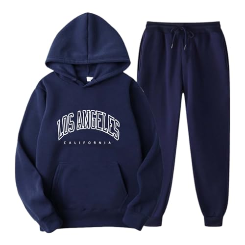 Jogging Anzug Damen Set Jogginganzug Sport Set Tracksuit Baggy Damen Unisex Streatwear Trainingsanzüge Für Damen 02Marine S von Generisch