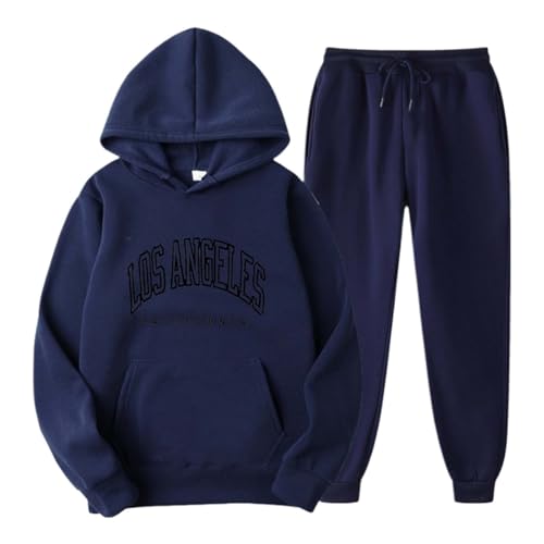 Jogging Anzug Damen Set Jogginganzug Sport Set Tracksuit Baggy Damen Unisex Streatwear Trainingsanzüge Für Damen 03Marine XXXL von Generisch