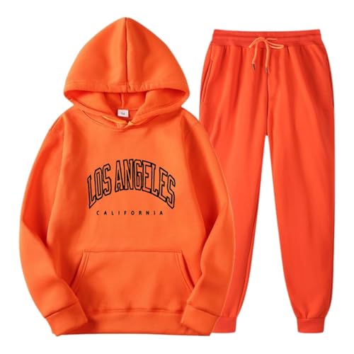 Jogging Anzug Damen Set Jogginganzug Sport Set Tracksuit Baggy Damen Unisex Streatwear Trainingsanzüge Für Damen 04Orange XL von Generisch