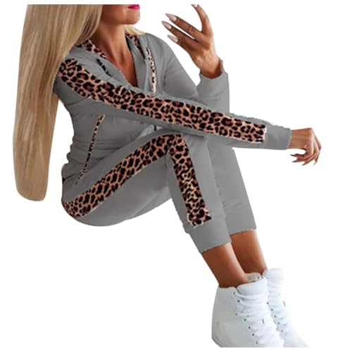 Jogginganzug Damen Set, Jogginganzug Damen Zweiteiler Trainingsanzug - Sportanzug Oversize Tracksuit Mädchen Sport Set Stretch Mit Kapuze Sets Und Hose 2-Teilig Hausanzug Y2k Streetwear von Generisch