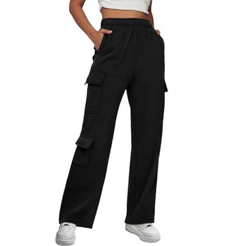 Jogginghose Baggy, Freizeithose Damen Lang Jogginghose - Outdoor Hose Elegante Sweathose Track Pants Bequeme Sporthose Atmungsaktiv Baggy Outdoorhose Offenem Boden Weites Bein Mit Taschen von Generisch