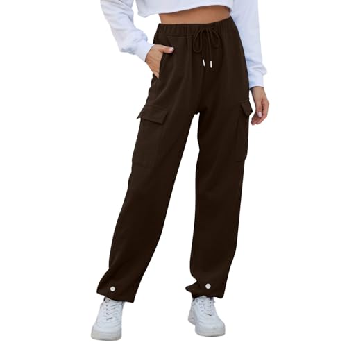 Jogginghose Damen Baggy, Sweatpants Damen Baggy Freizeithose - Joggpants Lockere Hosen Wide Leg Outdoor Hose Große Größen Trainingshose Bequeme Weites Bein Offenem Boden Sporthose Mit Taschen von Generisch