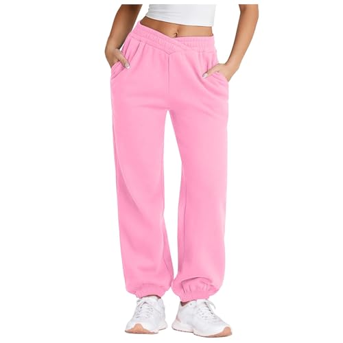 Jogginghose Damen Lang, Jogginghose Damen Baggy Sweatpants - Hosen Baumwolle Lockere Sweathose Große Größen Sporthose Weite Wide Leg Outdoor Hose Frauen Slim Fit Freizeithose Laufhosen von Generisch