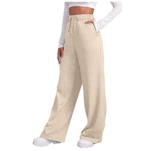 Jogginghose Damen Lang, Sweatpants Damen Baggy Jogginghose - Elegante Hosen Bequeme Sporthose Wide Leg Outdoor Hose Baumwolle Track Pants Lang Trainingshose Fitness High Waist Laufhosen von Generisch