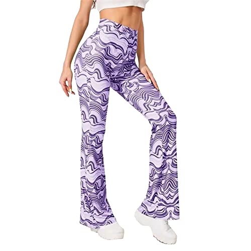 Jogginghose-Damen-Lang: Yoga Hose Damen Weites Bein Schlaghose Flared Jogginghose Sport Tights High Waist Sporthose Schlag Leggings Lang Yogahose Jazzpants von Generisch