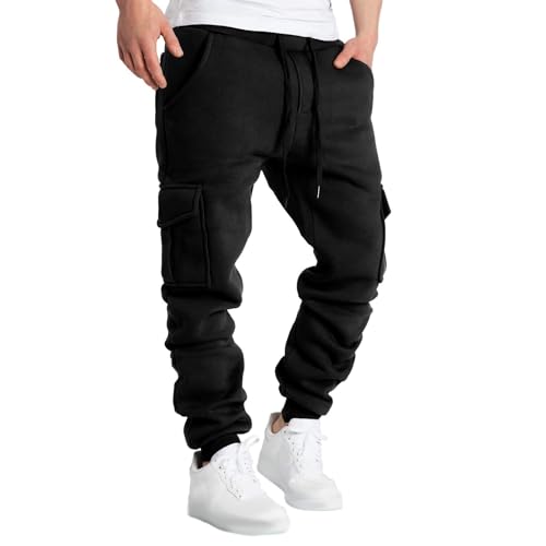 Jogginghose Herren, Hose Herren Lang Cargohose - Baggy Sweatpants Sommerhose Outdoorhose Trainingshose Freizeithose Stretch Sporthose Mit Taschen Slim Fit von Generisch