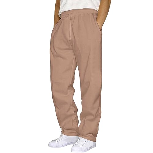 Jogginghose Herren Baggy Baumwolle Gerade Sport Hose Männer Mit Kodelzug Sweatpants Jogger Laufhose Mit Taschen Jogginghose Fleece Lange Sporthose von Generisch