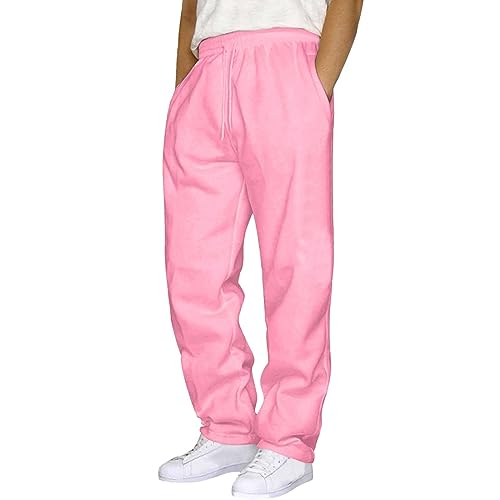 Jogginghose Herren Baggy Baumwolle Gerade Sport Hose Männer Mit Kodelzug Sweatpants Jogger Laufhose Mit Taschen Jogginghose Fleece Lange Sporthose von Generisch