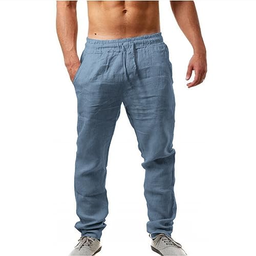 Jogginghose Herren Lang Casual Leicht Freizeithose Sport Baggy Sporthose Festival Elegante Herrenhosen Fashion Elastische Trainingshose Schwarze Leinenhose Activewear Baumwollhose von Generisch