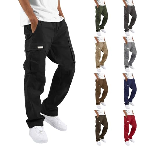 Cargohose Herren Baggy Jogginghose Taille Baumwolle Sweatpants Arbeitshosen Elastische Jogging Hose Mit Kordelzug, Taschen, Einfarbig Cargohose Herren Baggy Jogginghose Taille Baumwolle Sweatpants Arbeitshosen Elastische Jogging Hose Mit Kordelzug, Taschen, Einfarbig von Generisch