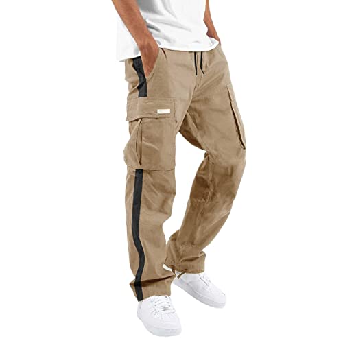 Jogginghose Herren Stretch Arbeitshose - Bequem Pants Weite Freizeithose Leichte Cargo Hosen Bodybuilding Modern Outdoor Fitness Sommerhose Autumn Stoffhose Sporthose Mit Taschen von Generisch