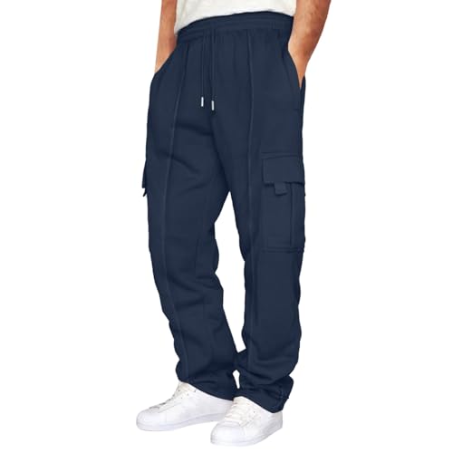 Jogginghose Männer Breite Trainingshose - Freizeithose Bodybuilding Sweatpants Große Größen Sporthose Sport Trackpants Baggy Lang Loose Fit Einfarbig Bequeme Sweathose Mit Taschen von Generisch