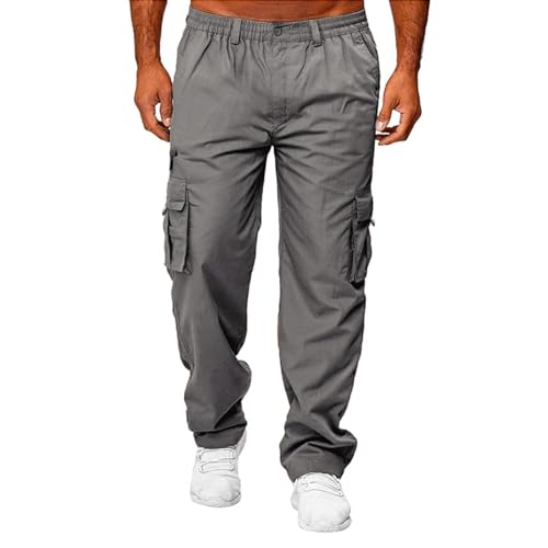 Jogginghosen für Herren Weites Bein Sporthose Lang Herren Elastischer Bund mit Kordelzug Hose Baumwolle Sweathose Baggy Cargo Hosen Trainingshose mit Taschen Casual Jogger von Generisch