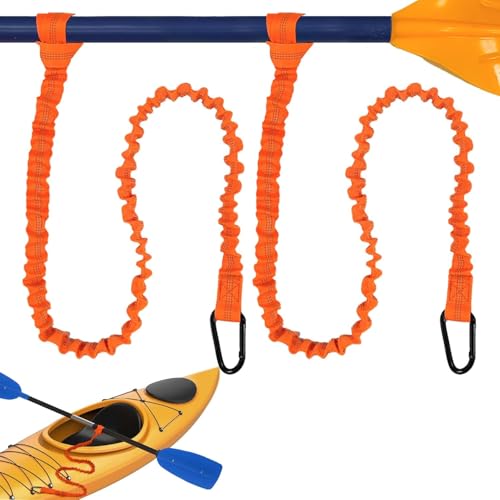 Kajak-Paddel-Leine, dehnbare Paddelgurte mit Karabiner, Paddelband, Stretch-Kajak-Seil für Kanufahren, Boot, Surfen, Brett, Angelrute, Sicherheitszubehör (Orange) von Generisch