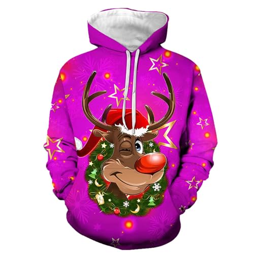 Kapuzenpulli, Weihnachts Hoodie Männlich Komfortabel Warm Weihnachtshoodie - Pulli Lässige Weihnachtspulli 3d Druck Sweatshirts Langarm Funky Casual Unisex Christmas Kapuzenpullover Sweatshirt Mit Tas von Generisch