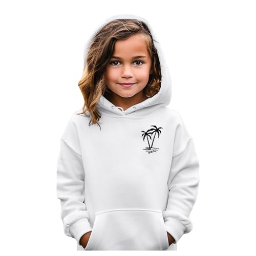 Kapuzenpullover MäDchen Langarm Hoodie Kinder Sweatshirts Teenager Hoodie MäDchen Geschenke Sweatshirtpullover Mit Kapuze Warm Tops MäDchen Weiß16，160 von Generisch