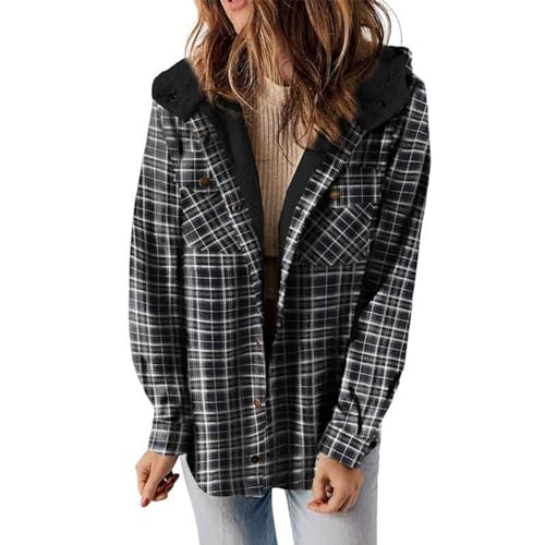 Karierte Jacke Damen Warmer Kariertes Flanellhemd Knöpfen Taschen Mantel Holzfällerjacke Plaid Plüsch Fleece Gefüttert Jacke Winter Bluse Mit Kapuze Schwarz M Karierte Jacke Damen Warmer Kariertes Flanellhemd Knöpfen Taschen Mantel Holzfällerjacke Plaid Plüsch Fleece Gefüttert Jacke Winter Bluse Mit Kapuze Schwarz M von Generisch