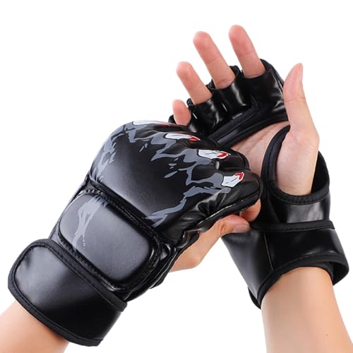 Kickboxhandschuhe,Boxhandschuhe - Grappling-Sparring-Handschuhe,Halbfinger-Handgelenkstütze mit verstellbaren Handschuhen für Kickboxen, Käfigkämpfe und Boxsack-Training Kickboxhandschuhe,Boxhandschuhe - Grappling-Sparring-Handschuhe,Halbfinger-Handgelenkstütze mit verstellbaren Handschuhen für Kickboxen, Käfigkämpfe und Boxsack-Training von Generisch