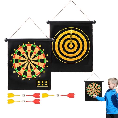 Kids Dart Board, Dart Board für Kinder | Innen-/Outdoor -Spielspiel,Zwei -Seiten -Roll -up -Magnetbrett, Innenspiel im Freien, Spaß für Familie und Party mit Freunden von Generisch