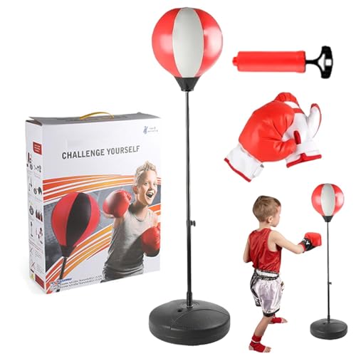 Kids Punching Bag with Gloves, Height Adjustable Sports Equipment with Boxing Gloves, Standing Boxing Exercise Punch Equipment, Punch Bag Set Toy, Punching Bag with Stand Toy for Over 13 Years Old von Generisch