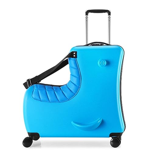 Kids Ride on Gepäck Set, Gelber Trolley Koffer für Jungen und Mädchen, Kindergepäck auf Rädern, Unisex Travel Tots Kids Trunk, strapazierfähiger Hartschalenkoffer für Reisen, blau, L von Generisch