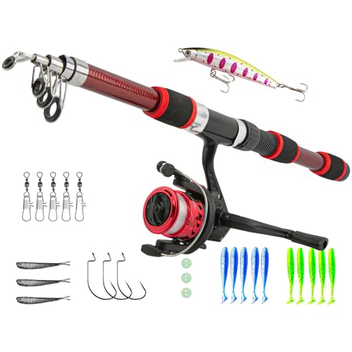 Kinder Angelrute und Rollenkombination, Kinder Angelrute,1,8 m Teleskope Fischereistabreel Combo - Anfängerfisch -Kit, Tackle Starter -Set, Kinderfischausrüstung, Jugendfisch -Set für Junior Anglers von Generisch