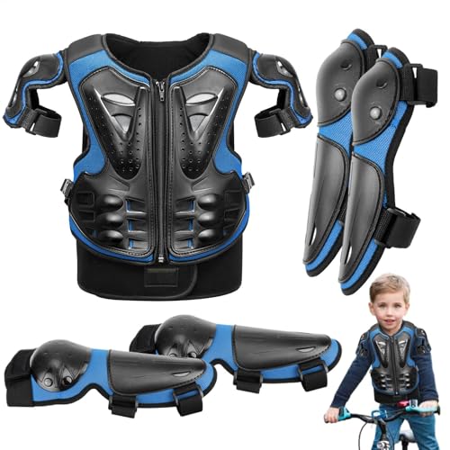 Kinder Dirt Bike Gear – 5 Stück Kinder Motocross Gear Jugend Brustschutz | Dirtbike Zubehör | Anti-Fall Knieschoner Ellenbogenschoner | Armorr Anzug Brustschutz für Skateboarding Skifahren Klettern von Generisch