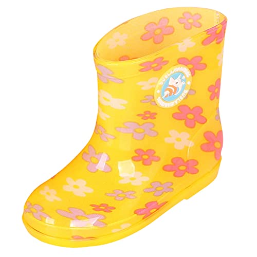 Kinder Gummistiefel Mädchen rutschfest PVC Gartenstiefel Federleicht Cartoon-Muster Regenstiefel wasserdichte Kurze Gummistiefel Leichte Jungen Und Mädchen Barfussschuhe Dicke Sohle Regenschuhe von Generisch