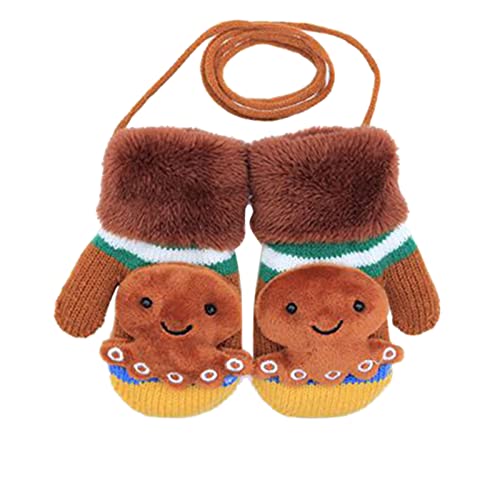 Kinder Handschuh Winter Für Baby Für Kintted Schnee Handschuhe Handschuhe Fäustlinge Handschuhe Schnee Warme Ski Infant Handschuhe Fäustlinge Kinder Fahrradhandschuhe Touchscreen (Coffee, L) von Generisch