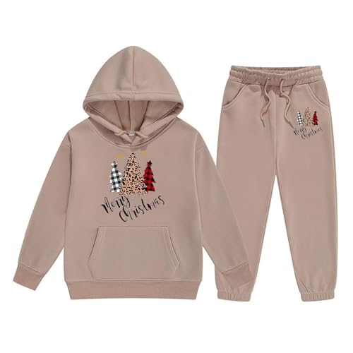 Kinder Mädchen Jogginganzug Sportswear 2-teiliges Sportset Sporthose Sweatshirt Bottom Jogging Suit Weihnachten Sweatshirt weich und warm 2-Teiliges Set aus Hoodie und Hose Black Friday 2024 von Generisch