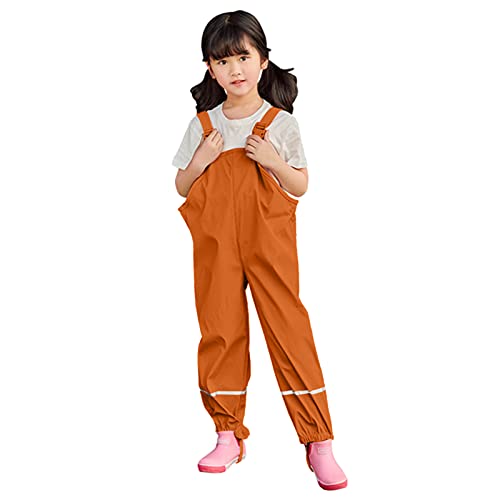 Kinder Matschhose Regenlatzhose wasserdichte Regenhosen Schmutzabweisend Trägerhose Drucken Überziehhose Unisex Warm Schneeanzug Cartoon Regenbundhose Jungen Strampler Hosen Verstellbarer Schultern von Generisch