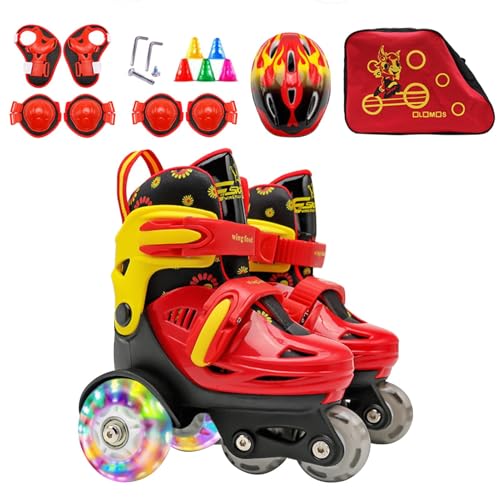 Kinder-Rollschuhe – Quad-Skates Größe 3 Rollschuh | Kinder Rollschuhe Mädchen | Verstellbare Quad-Rollschuhe Für Kinder | Mädchen- Und -Skating-Schuhe Mit Leuchtenden Rädern Für 2–8 Kinder von Generisch