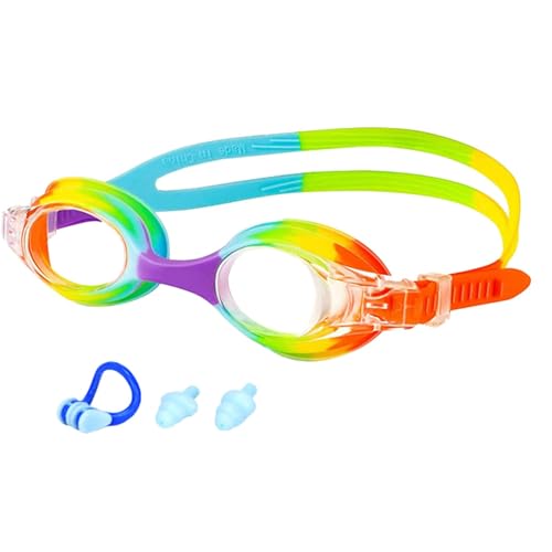 Kinder-Schwimmbrille, Antibeschlag-Schwimmbrille für Kinder | Kleinkindbrille Kinderbrille mit ergonomischem Design | Verstellbare Schutzbrille mit Nasenclip, Ohrstöpsel, perfekt für Kinder, Jungen un von Generisch