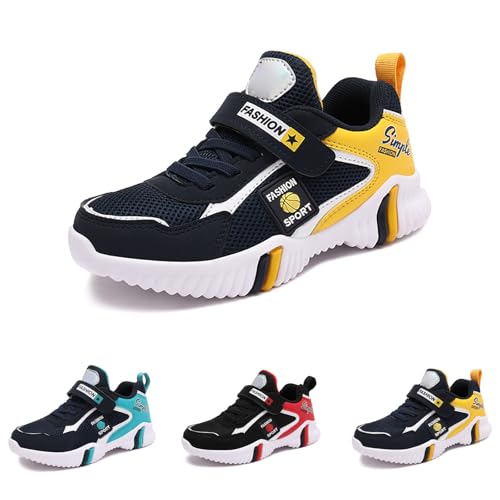 Kinder Turnschuhe Mädchen Jungen Sportschuhe Leicht Atmungsaktiv Laufschuhe Outdoor Fitnessschuhe Sneaker Schuhe Hallenschuhe Basketballschuhe Walkingschuhe Unisex rutschfest Klettverschluss Sneaker von Generisch