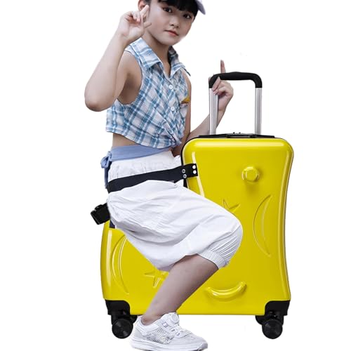 Kinderfahrgepäck für Mädchen, Kleinkindfahrgepäck | 3-stelliges Passwortschloss für Reitkoffer | 20-Zoll-Trolley mit leisen Rädern, Sicherheitsgurten, Lenkern und Pedalen für 6–12 Jahre alte Mädchen von Generisch