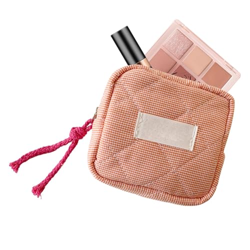 Kleine Make-up-Tasche, kleine Kosmetiktasche | Kleine Make-up-Reißverschlusstaschen | Quadratische Karierte Reißverschlusstasche, Münzbörse, Make-up-Kopfhörertasche, Münzbörse für Damen von Generisch