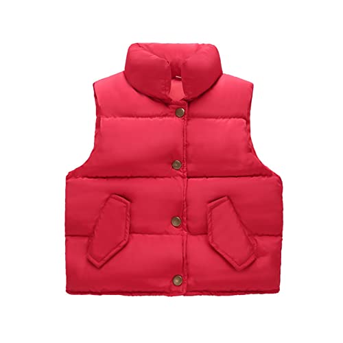 Kleinkind Kinder Fleeceweste Jungen Niedlichen Oberbekleidung Mädchen mit Knopf Oberteile mit Reißverschlusstaschen Gefütterte Weste Kinder Atmungsaktive Schneeanzug Fleece Waistcoat Kurz Winterjacke von Generisch