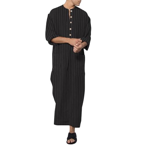 Kostüm Männer,Herren Kaftan V-Ausschnitt Langarm - Lang Knopf Hoch Thobe Seite Split Universal Fit Gebetskleidung Für Männer Arabische Kleidung Kleidung Pfarrer Kostüm Gebetskleidung Kostüm Männer,Herren Kaftan V-Ausschnitt Langarm - Lang Knopf Hoch Thobe Seite Split Universal Fit Gebetskleidung Für Männer Arabische Kleidung Kleidung Pfarrer Kostüm Gebetskleidung von Generisch