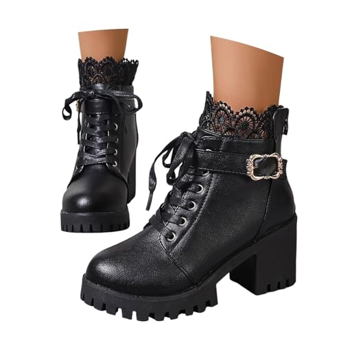 Kswlwccpp Damen Winterstiefel Schwarz Mit Absatz Elegant Spitz Weite H Warme Bequem Biker Boots Schnürstiefeletten Kswlwccpp Damen Winterstiefel Schwarz Mit Absatz Elegant Spitz Weite H Warme Bequem Biker Boots Schnürstiefeletten von Generisch