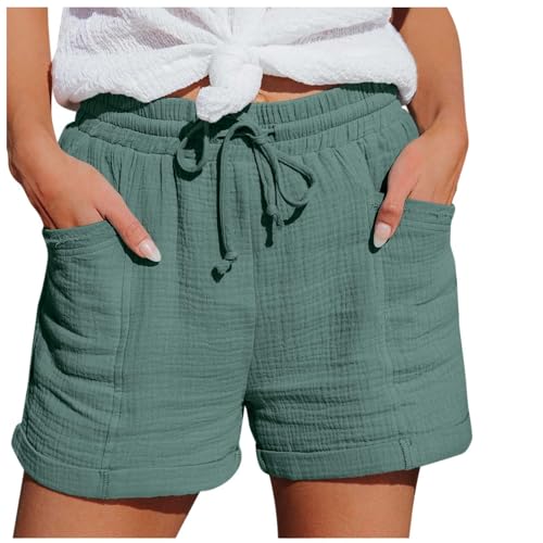 Kurze Hose Damen Große Größen, Shorts Damen Sommer Leinen Musselin Kurze Hose Beach Shorts Mit Taschen Mode Lässige Stoffhose Freizeit Shorts Elastische Taille Stretch Gerades Bein Sport Shorts Mit Ko Kurze Hose Damen Große Größen, Shorts Damen Sommer Leinen Musselin Kurze Hose Beach Shorts Mit Taschen Mode Lässige Stoffhose Freizeit Shorts Elastische Taille Stretch Gerades Bein Sport Shorts Mit Ko von Generisch