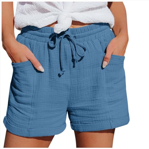 Kurze Hosen Damen, Shorts Damen Sommer Leinen Musselin Kurze Hose Beach Shorts Mit Taschen Mode Lässige Stoffhose Freizeit Shorts Elastische Taille Stretch Gerades Bein Sport Shorts Mit Kordelzug Lein Kurze Hosen Damen, Shorts Damen Sommer Leinen Musselin Kurze Hose Beach Shorts Mit Taschen Mode Lässige Stoffhose Freizeit Shorts Elastische Taille Stretch Gerades Bein Sport Shorts Mit Kordelzug Lein von Generisch