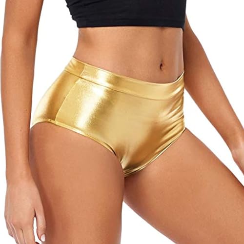 Kurze Lederhose Damen Kurz Kurze Hose Sexy Kurze Lederhose Leder Swinger Leder Hotpants Hot Pants Party Leder Shorts Pu Shorts Sexy Kostüme Frauen Gold S von Generisch