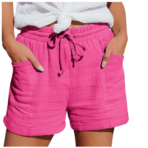 Kurze Shorts Damen Sommer, Shorts Damen Sommer Leinen Musselin Kurze Hose Beach Shorts Mit Taschen Mode Lässige Stoffhose Freizeit Shorts Elastische Taille Stretch Gerades Bein Sport Shorts Mit Kordel Kurze Shorts Damen Sommer, Shorts Damen Sommer Leinen Musselin Kurze Hose Beach Shorts Mit Taschen Mode Lässige Stoffhose Freizeit Shorts Elastische Taille Stretch Gerades Bein Sport Shorts Mit Kordel von Generisch