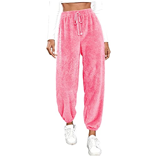 Kuschelhose Damen Warm Gefüttert Gemütliche Pyjamahose Flauschig Winter Lang Plüschhose 4XL 3XL Haushose Couple Fleecehose Fleece Winterhose M Jogginghose Baumwolle Schlafhose Heißes Rosa M von Generisch