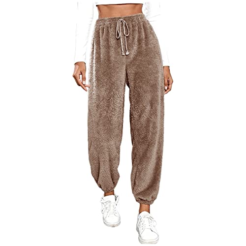 Kuschelhose Damen Warm Gefüttert Gemütliche Pyjamahose Flauschig Winter Lang Plüschhose 4XL 3XL Haushose Couple Fleecehose Fleece Winterhose M Jogginghose Baumwolle Schlafhose Kaffee 4XL von Generisch