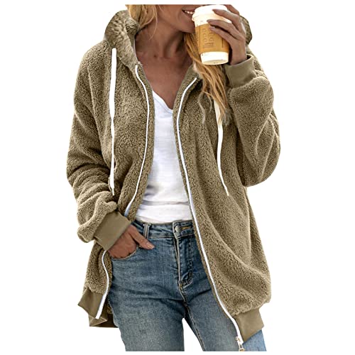 Kuscheljacke, Fleecejacke Damen Warm, Teddy Mantel Damen Teddyfleece Jacke Winterjacke Fleecejacke Warm Sherpa Winter Herbstjacke Teddyjacke Outfit Fleecepullover Herbstmode Wintermantel Lang von Generisch