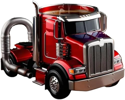 LKW-Kaffeetasse, einzigartige LKW-Tasse, kreative LKW-Kaffeetasse für Trucker und LKW-Liebhaber, Geschenk für Autoliebhaber, LKW-Fahrer-Tassen Werden für Büro- und Heimdekoration verwendet,Red von Generisch