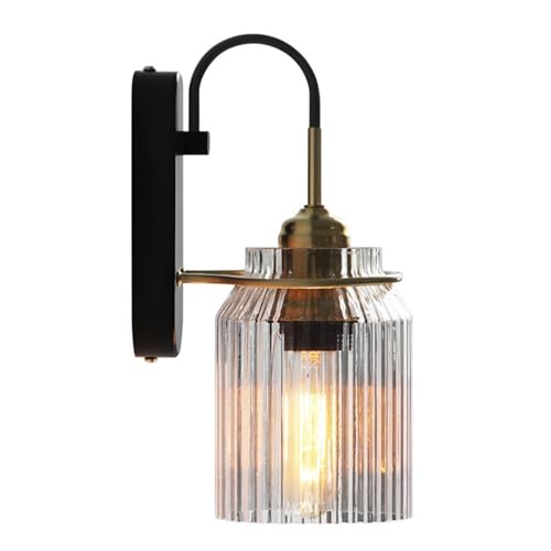 Lampe, moderne, einfache Wandlampe, Nachttisch-Wandleuchten mit E27-Sockel, Bauernhaus-Lampenbeleuchtung, gestreifter Glasschirm, Waschtisch-Halterung für Wohnzimmer, Restaurant, Loft, und Küchenlampe von Generisch