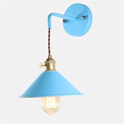 Lampe, moderne Wandlampe mit eingeschaltetem Macaron-Wandleuchter, E27, Edison-Kupferlampe, Wandleuchtehalter mit mattierter Farbe, Nachttischlampe, Badezimmer-Schminkleuchten (blau) von Generisch